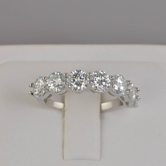 3.5 ct Moissanite Ring 7 Diamond Half Eternity Band Ring NEW - Picture 3 of 9